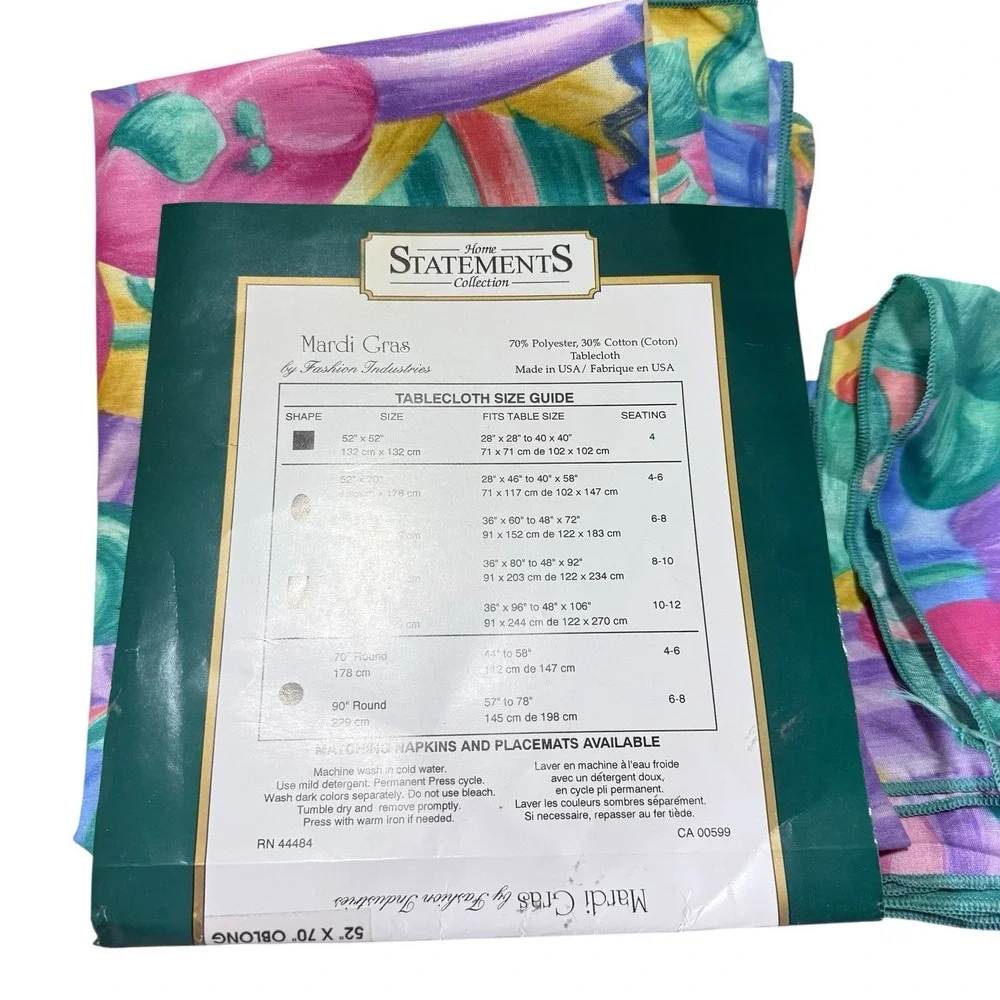 Vtg Home Statements Fashion Industries Mardi Gras 52x70 Oblong‎ Tablecloth